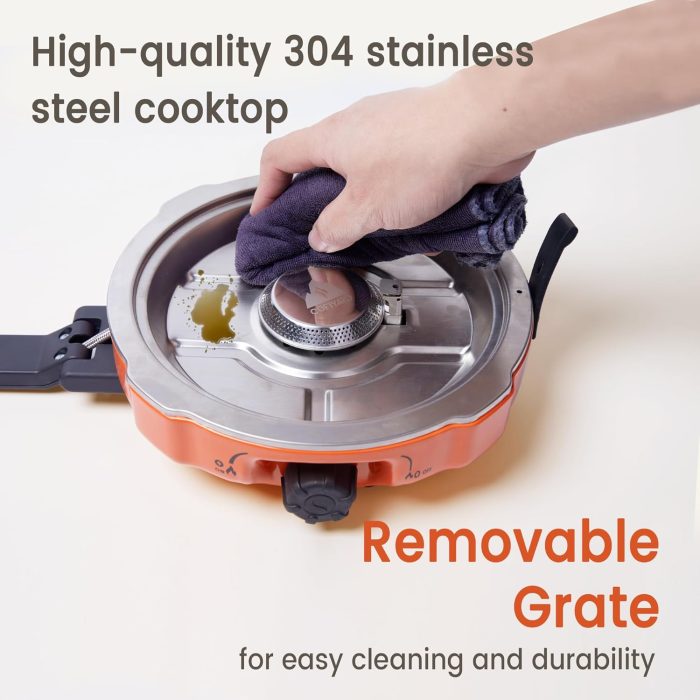 20,000 BTUs 2 Burner Propane Camping Stove, Portable Folding Camp Stove with Adjustable Burners, Regulator and Carrying Bag, Dual Gas Stoves Easy Carrying Handle for Tailgating, Camping, BBQ - Image 7