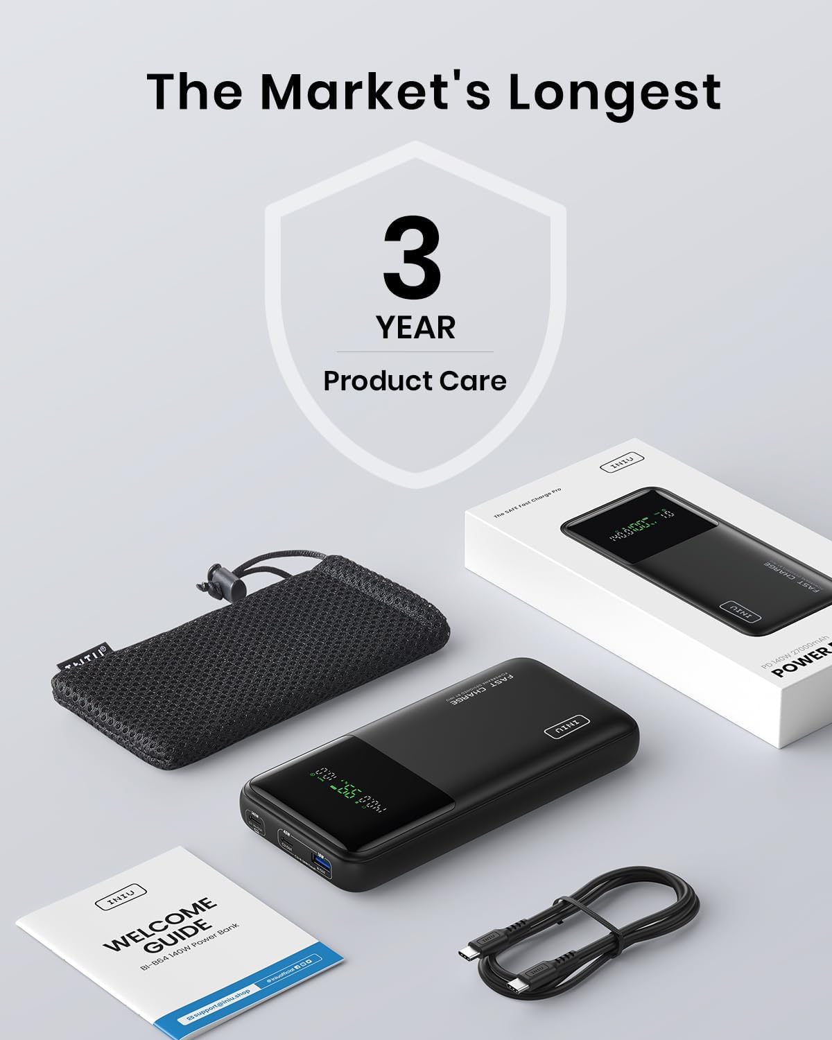 INIU 140W Power Bank, 27000mAh High Capacity Laptop Portable Charger, USB C in&Out Tablet Powerbank, Smart Digital Display Phone Charger Compatible with iPhone 16, iPad, MacBook, Laptop etc. - Image 7