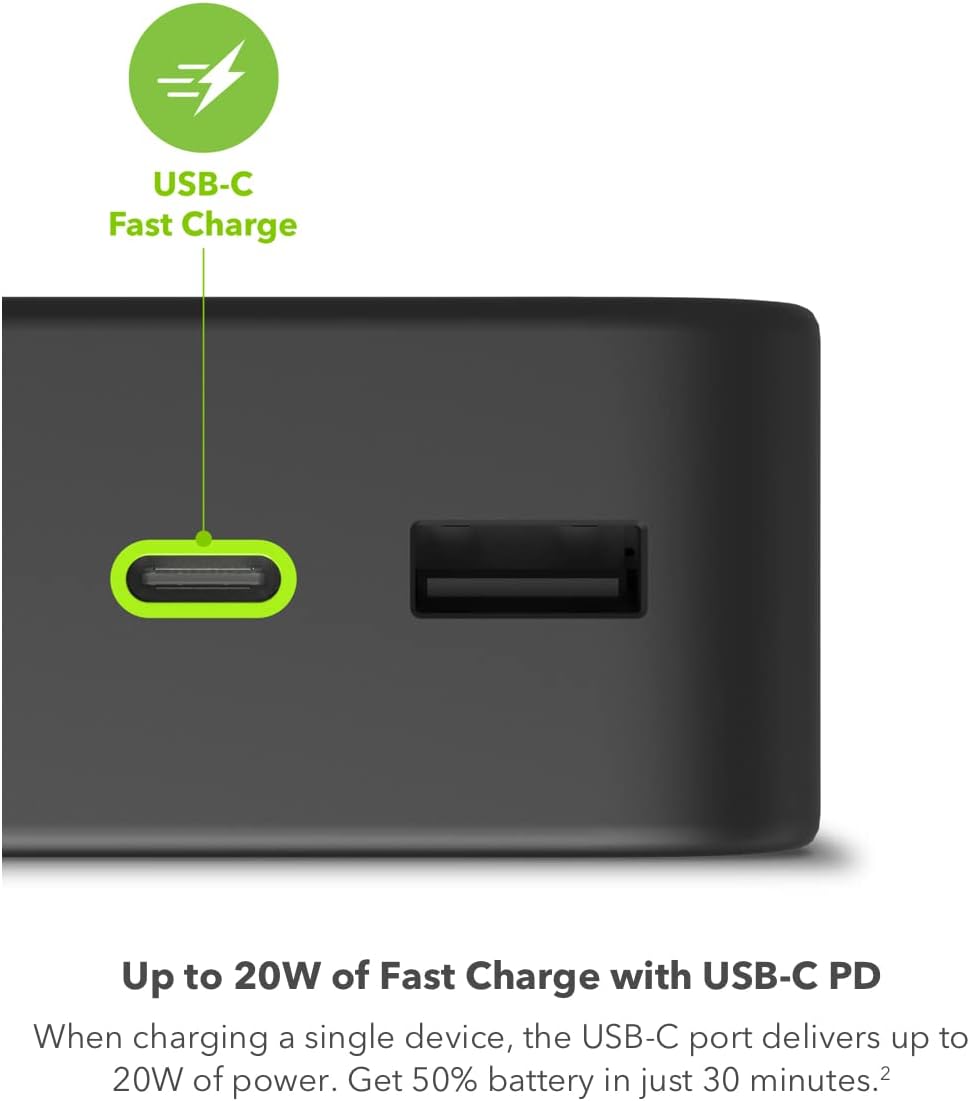 mophie Powerstation XL Power Bank 2023-20,000 mAh Large Internal Battery, (2) USB-A Ports and (1) 20W USB-C PD Fast Charging Input/Output Port, Travel-Friendly - Image 5